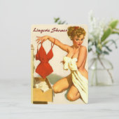Grappige retro pin up lingerie douche kaart (Staand voorkant)