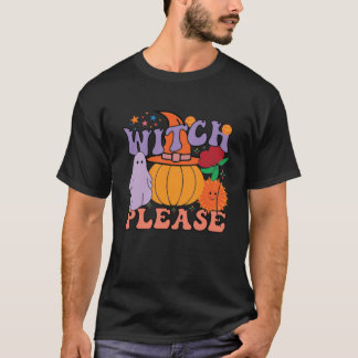 Grappige Retro Pompoen Halloween T-Shirt voor Heks