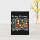 Grappige Retro Prettige Goosemas Kerst Silly Goose Kaart (Gele Bloem)