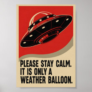 Grappige Retro Propaganda UFO Poster