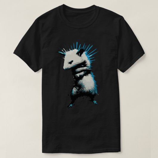 Grappige retro punk opossum street art t-shirt (Design voorkant)