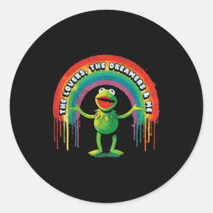 Grappige Retro Regenboog Kikker Verbinding De Geli Ronde Sticker