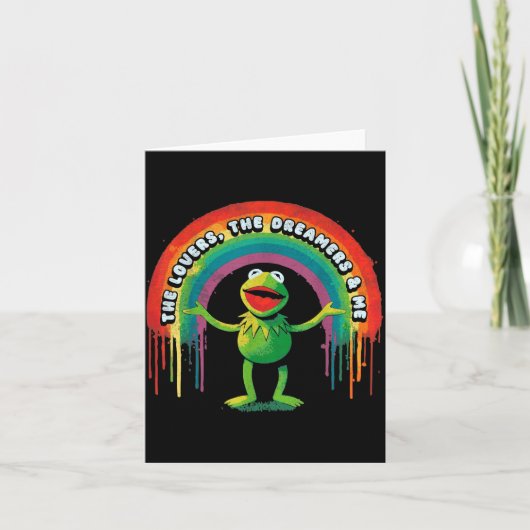 Grappige Retro Regenboog Kikker Verbinding De Lief Kaart (Voorkant)