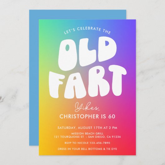 Grappige Retro Regenboog Oud Scheten Elke Leeftijd Kaart (Voorkant / Achterkant)