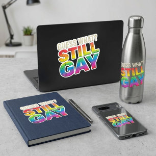 Grappige Retro Regenboog Raad eens? Nog steeds Gay Vierkante Sticker