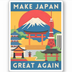 Grappige Retro Reizen Japan Toerisme Humor Sticker