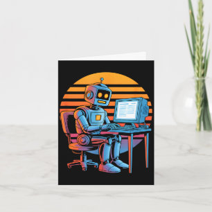 Grappige retro robot codeer computer scherm Grappi Kaart