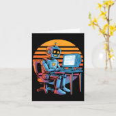 Grappige retro robot codeer computer scherm Grappi Kaart (Gele Bloem)