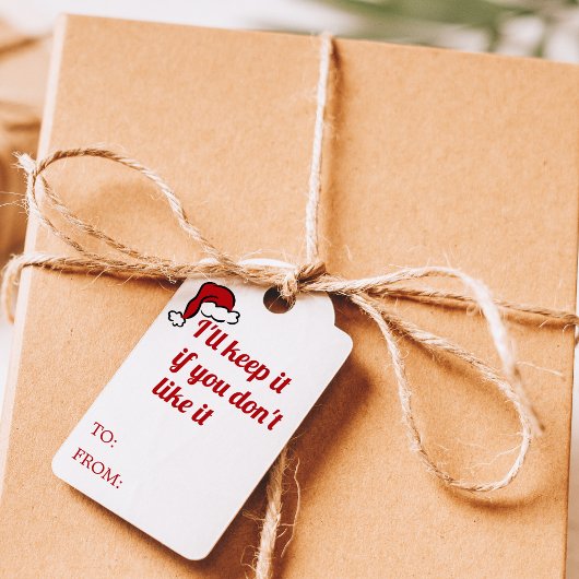 Grappige Retro Rode Met de Hand Getekende Kerstman Cadeaulabel