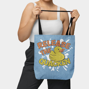 Grappige Retro Rubber Duck Dierlijke Pun Tote Bag