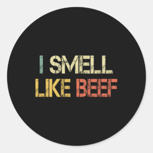 Grappige retro ruik ik naar rund meme biefstuk vle ronde sticker