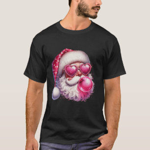 Grappige Retro Santa Christmas Blowing Bubble Gum T-shirt