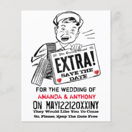 Grappige retro save the date uitnodiging flyer