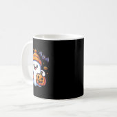 Grappige Retro Schattigee Halloween Ghost Pumpkin Koffiemok (Voorkant links)