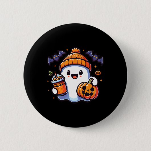 Grappige Retro Schattigee Halloween Ghost Pumpkin Ronde Button 5,7 Cm (Voorkant)