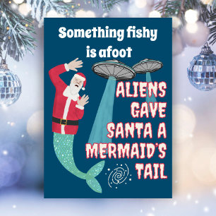 Grappige Retro Sci-Fi Kerstman Buitenaardse Wezens Feestdagenkaart