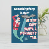 Grappige Retro Sci-Fi Santa Aliens Kerstmis Feestdagenkaart (Staand voorkant)