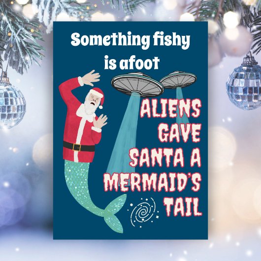 Grappige Retro Sci-Fi Santa Aliens Kerstmis Feestdagenkaart
