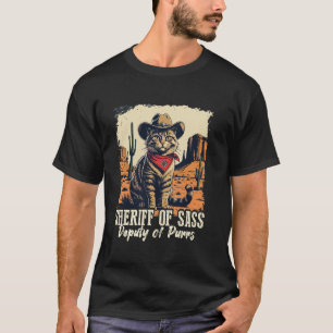 Grappige Retro Sheriff Kat Meme Vintage Cowboy Vro T-shirt