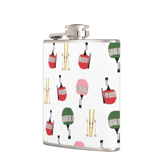 Grappige retro skilift Apres Ski winterskiër Heupfles (Links)