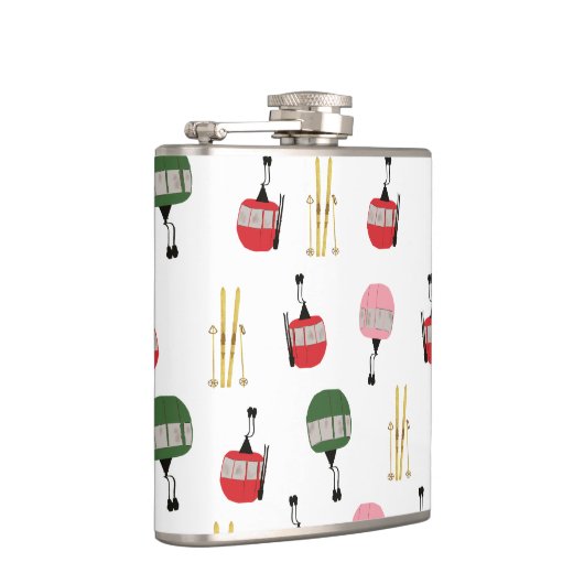 Grappige retro skilift Apres Ski winterskiër Heupfles (Rechts)