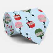 Grappige retro skilift gondel winter skiën blauw stropdas (Opgerold)