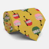 Grappige retro skilift gondel winter skimosterd stropdas (Opgerold)