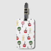 Grappige retro skilift gondel winterskiërs bagagelabel (Voorkant (verticaal))