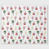 Grappige retro skilift gondel winterskiërs cadeaupapier (Vlak)