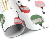 Grappige retro skilift gondel winterskiërs cadeaupapier (Rol Hoek)