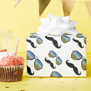 Grappige retro snor zonnebril cadeaupapier