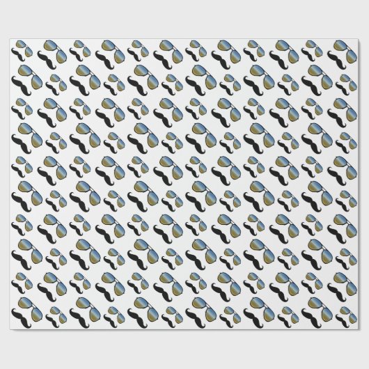 Grappige retro snor zonnebril cadeaupapier (Vlak)