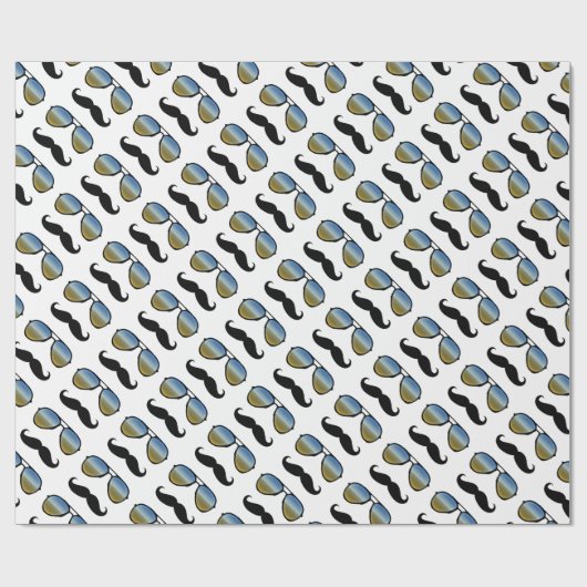 Grappige retro snor zonnebril cadeaupapier (Vlak)