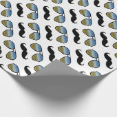 Grappige retro snor zonnebril cadeaupapier (Hoek)