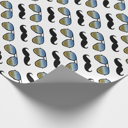 Grappige retro snor zonnebril cadeaupapier (Hoek)