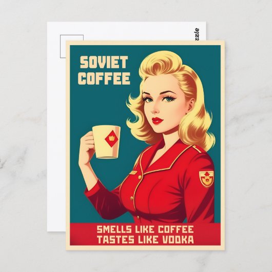 Grappige Retro Sovjet Koffie Cafeïne Humor Briefkaart (Voorkant / Achterkant)