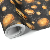 Grappige retro spooky Halloween gesneden pompoen Cadeaupapier (Rol Hoek)