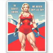 Grappige Retro Stijl Sovjet USSR Gym Spier Humor Sticker (Voorkant)