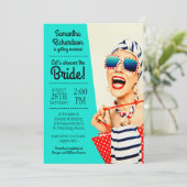 Grappige Retro Stijlvolle Beach Lady Vrijgezellenf Kaart (Staand voorkant)