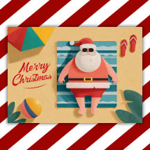 Grappige Retro Strand Kerstman Tropisch Kerstfeest