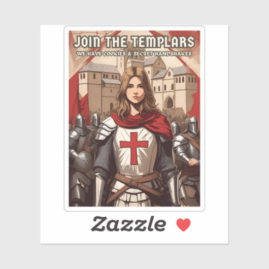 Grappige Retro Style middeleeuwse Tempeliers Ridde Sticker (Vel)