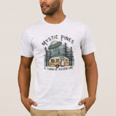 Grappige Retro Sunset Camper Trailer Alien UFO T-shirt (Voorkant)