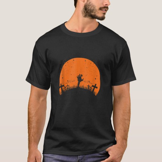 Grappige Retro Sunset Halloween 2021 Zombie S T-shirt (Voorkant)