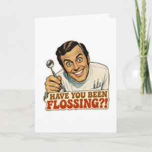 Grappige Retro Tandarts Ben Je aan het Flossen Mem Kaart