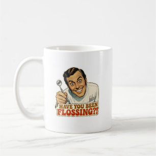 Grappige Retro Tandarts Ben Je aan het Flossen Mem Koffiemok