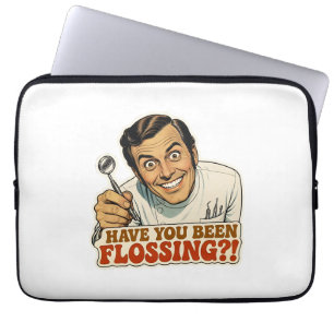 Grappige Retro Tandarts Heb Je Geflost Meme Laptop Sleeve