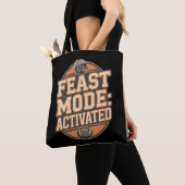 Grappige Retro Thanksgiving Varsity Tote Bag (Dichtbij)