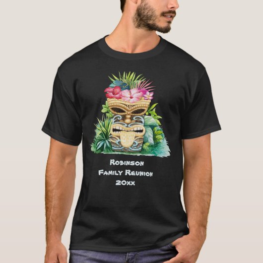 Grappige Retro Tiki Bar Monogrammed Familiereünie T-shirt (Voorkant)