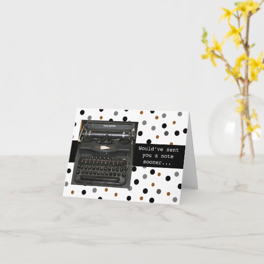 Grappige Retro Typewriter Notecard Kaart (Gele Bloem)