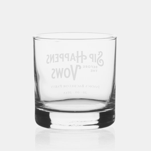 Grappige Retro Typografie Aangepaste Bachelor Part Whisky Glas (Achterkant)